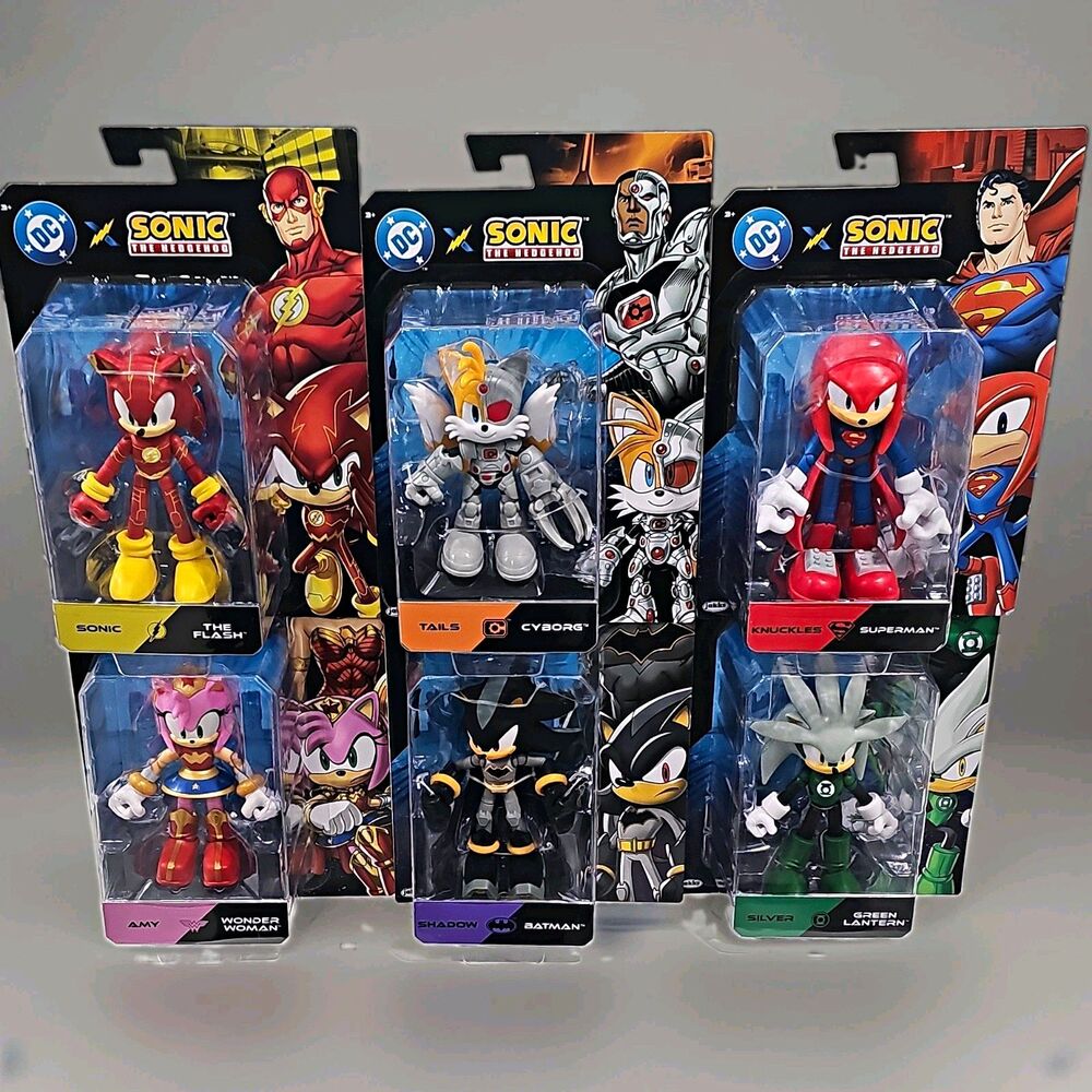 Jakks DC x Sonic the Hedgehog Crossover Lot of 6 Complete 5" Action Figures NEW